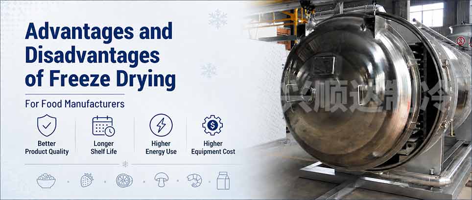 Industrial food freeze dryer with key advantages and disadvantages of freeze drying for food manufacturers
