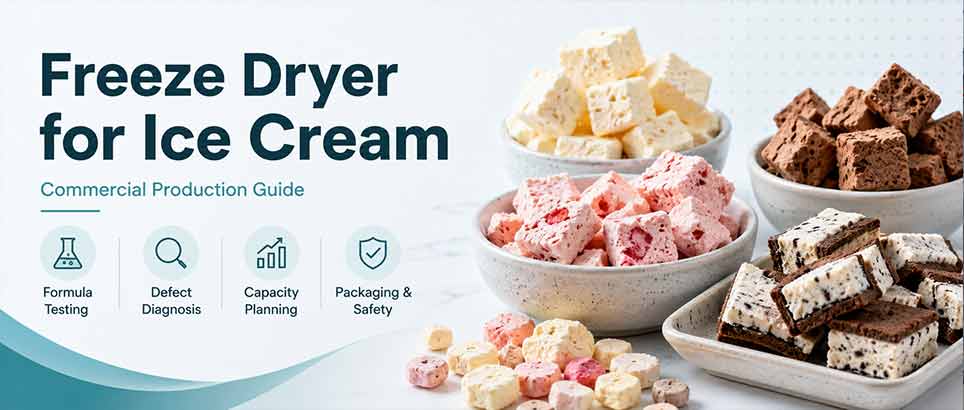 Freeze dryer for ice cream commercial production guide with freeze-dried ice cream samples