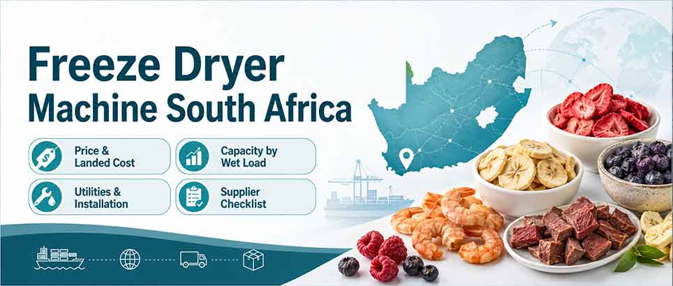 Freeze dryer machine South Africa price and buying guide with landed cost, wet-load capacity, utilities, installation, and supplier checklist