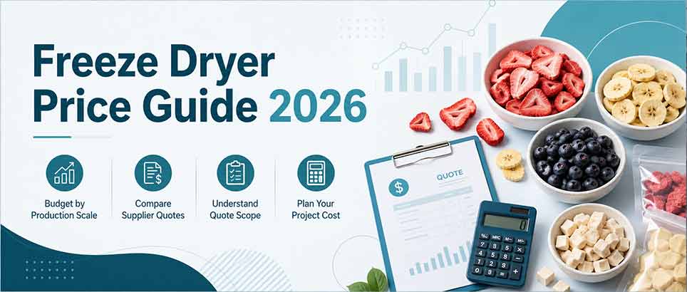 Freeze dryer price guide 2026 for food production with budget, supplier quotes, quote scope, and project cost