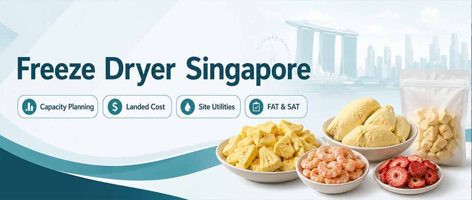 Freeze Dryer Singapore commercial food project guide header with capacity planning, landed cost, site utilities and FAT SAT