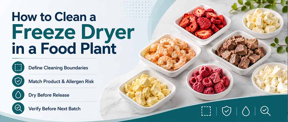 How to clean a freeze dryer in a food plant with freeze-dried samples and cleaning checklist points