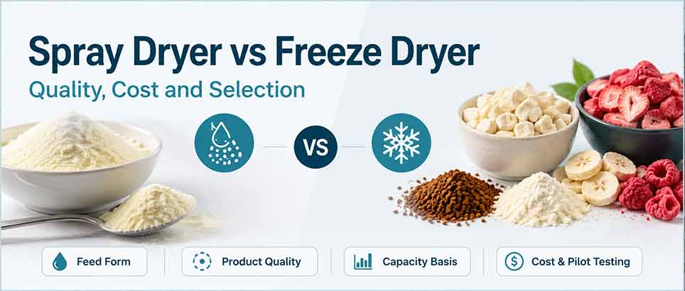 Spray dryer vs freeze dryer comparison for food production