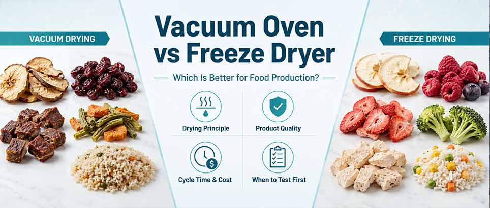 Vacuum oven vs freeze dryer comparison for food production