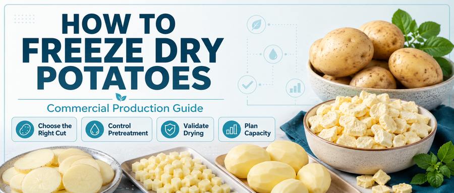 How to freeze dry potatoes for commercial production with slices, cubes and freeze-dried potato pieces