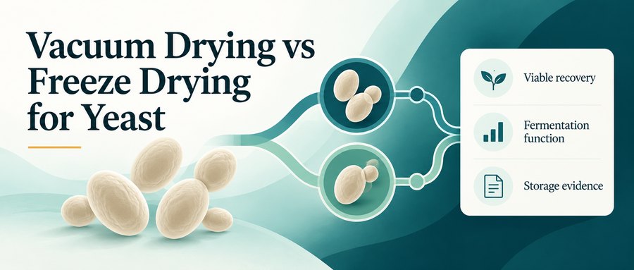 Vacuum drying versus freeze drying for yeast: viable recovery, fermentation function and storage evidence