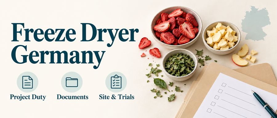 Freeze dryer Germany procurement: project duty, documents, site and trials